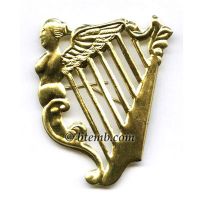 Brass Irish Harp Insignia